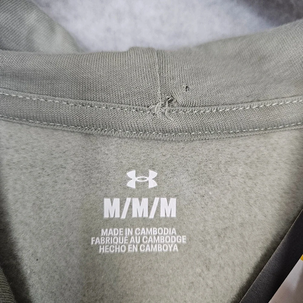 Under Armour Mens Size MedRival Fleece Graphic Hoodie Gray Camo Logo 1389361-504 - Picture 3 of 7